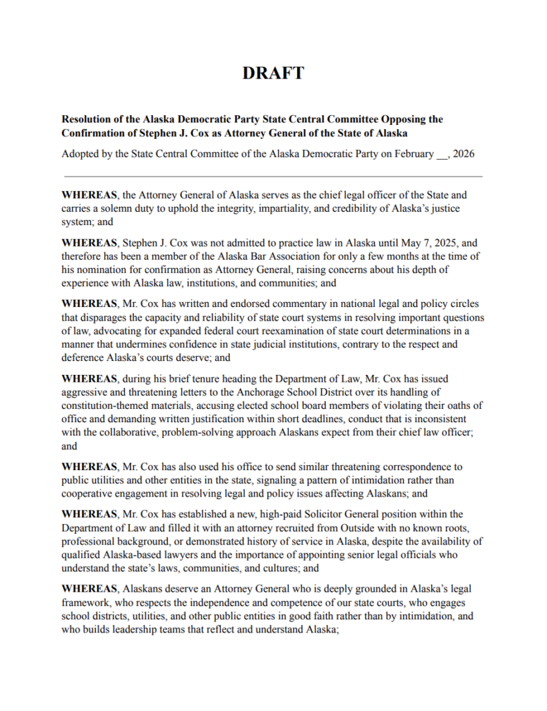Draft page: formal resolution with 'DRAFT' heading and multiple WHEREAS clauses.