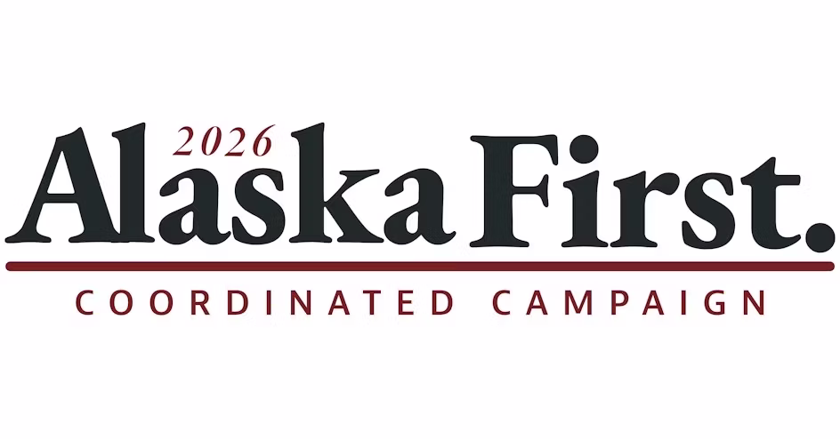 Alaska First. 2026 Coordinated Campaign logo with a red underline and red spaced letters beneath the line? (informational)