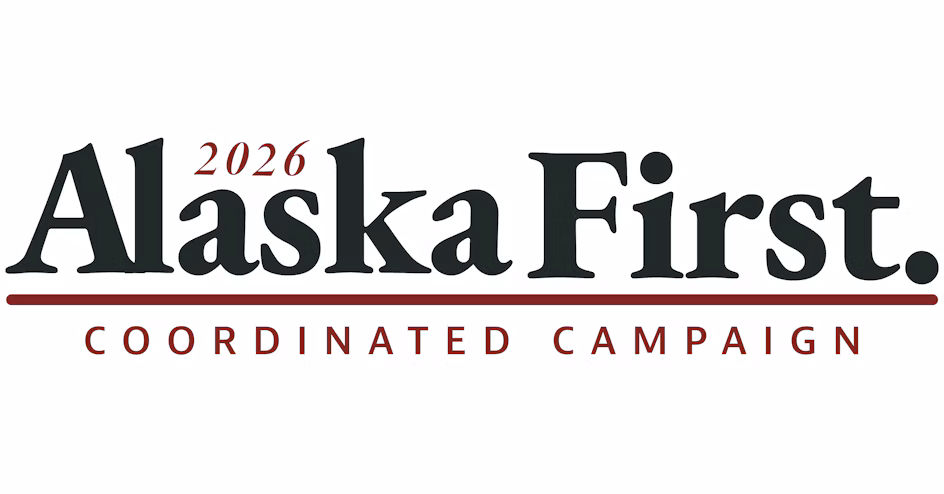 Alaska First 2026 Coordinated Campaign logo with a maroon underline and large serif font.
